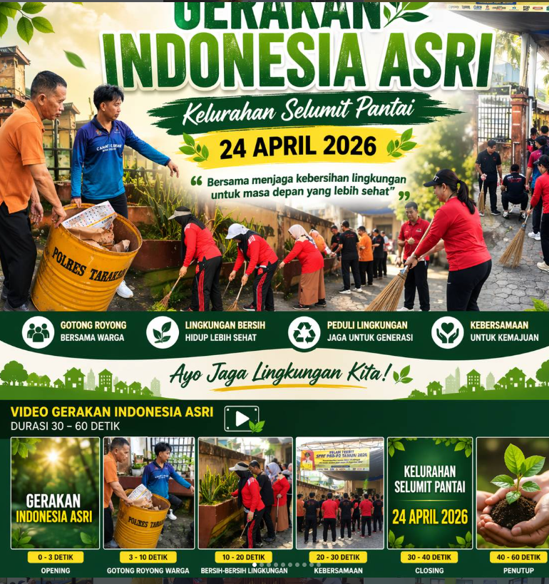 Seluruh ASN dan Tenaga PKWT Kelurahan Selumit Pantai melaksanakan GERAKAN INDONESIA. ASRI..ASN Sehat jasmani lingkungan Bersih