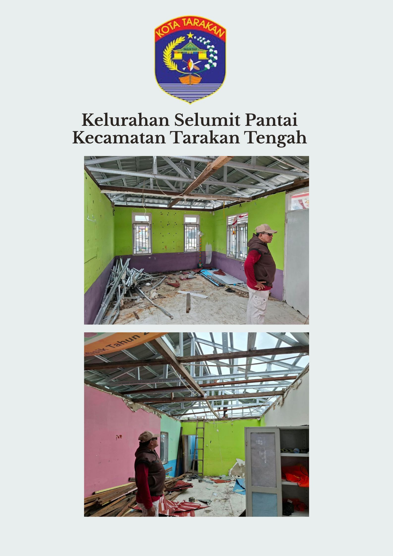 Kasi Pemberdayaan Masyarakat Kelurahan Selumit Pantai Melaksanakan Monitoring Rehab Posyandu Merak di RT 23 Kelurahan Selumit Pantai